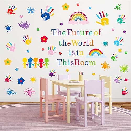 Miniatura 6 de AOWDIAO Calcomanías inspiradoras para pared de aula para niños, cita del futuro del mundo está en esta habitación, calcomanía de vinilo para