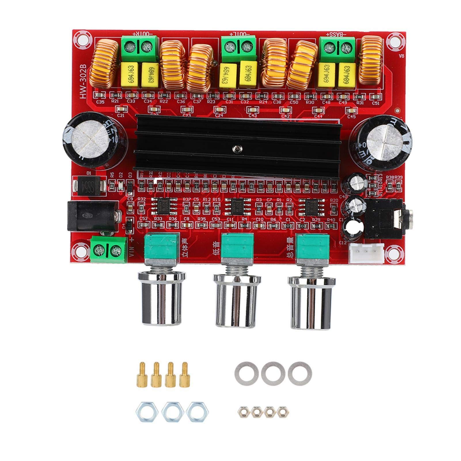 ASHATA 2.1 Power Amplifier,TPA3116D2 2.1 Sound Channel High Efficiency Low Heat Digital Power Amplifier Board,AMP Module High Power,Low Heat.