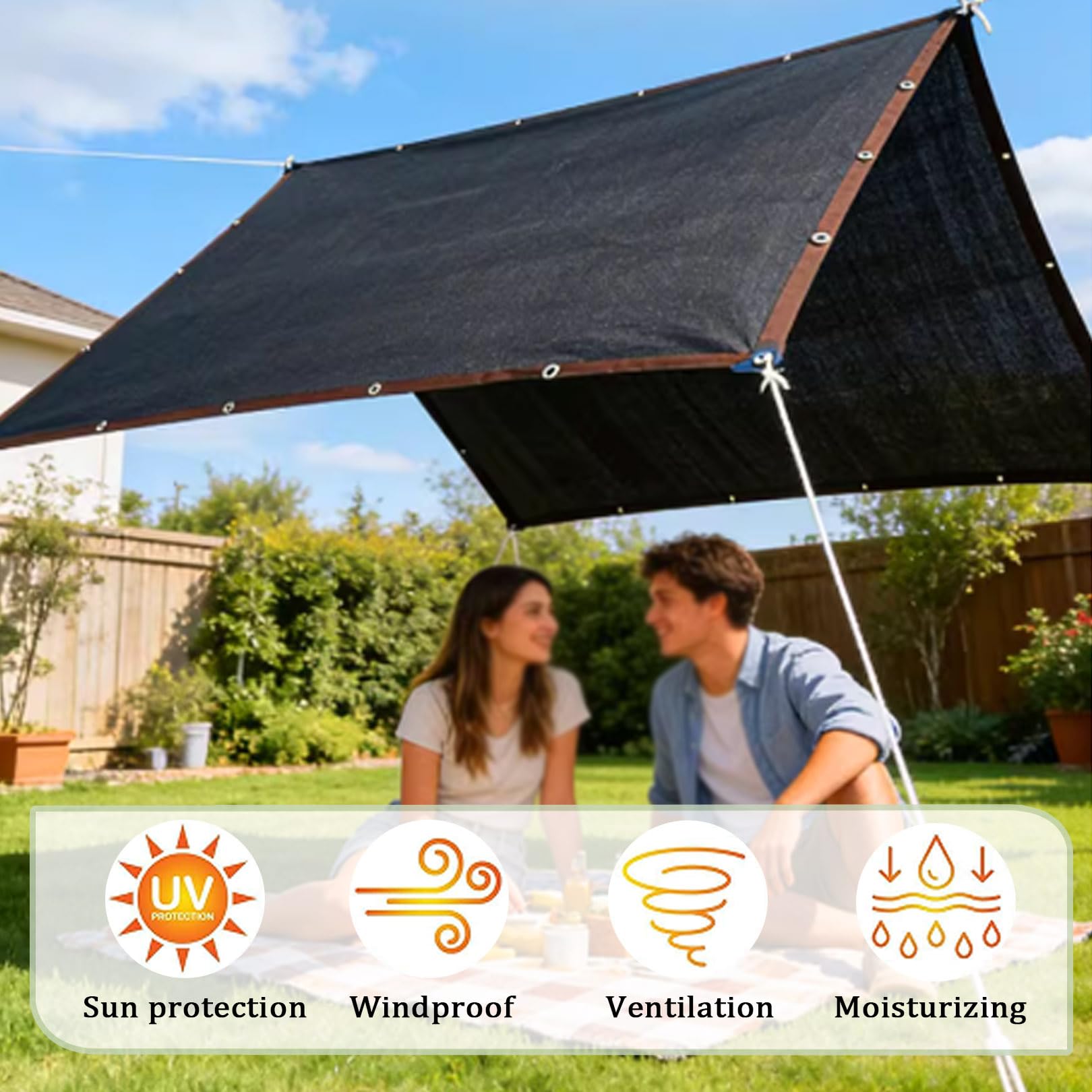 Red e transpirable con ojales de 3 x 6 m, resistente a los rayos UV, tela negra, para verano, protección solar e invernadero, cubierta de heladas, ideal para uso en invernadero