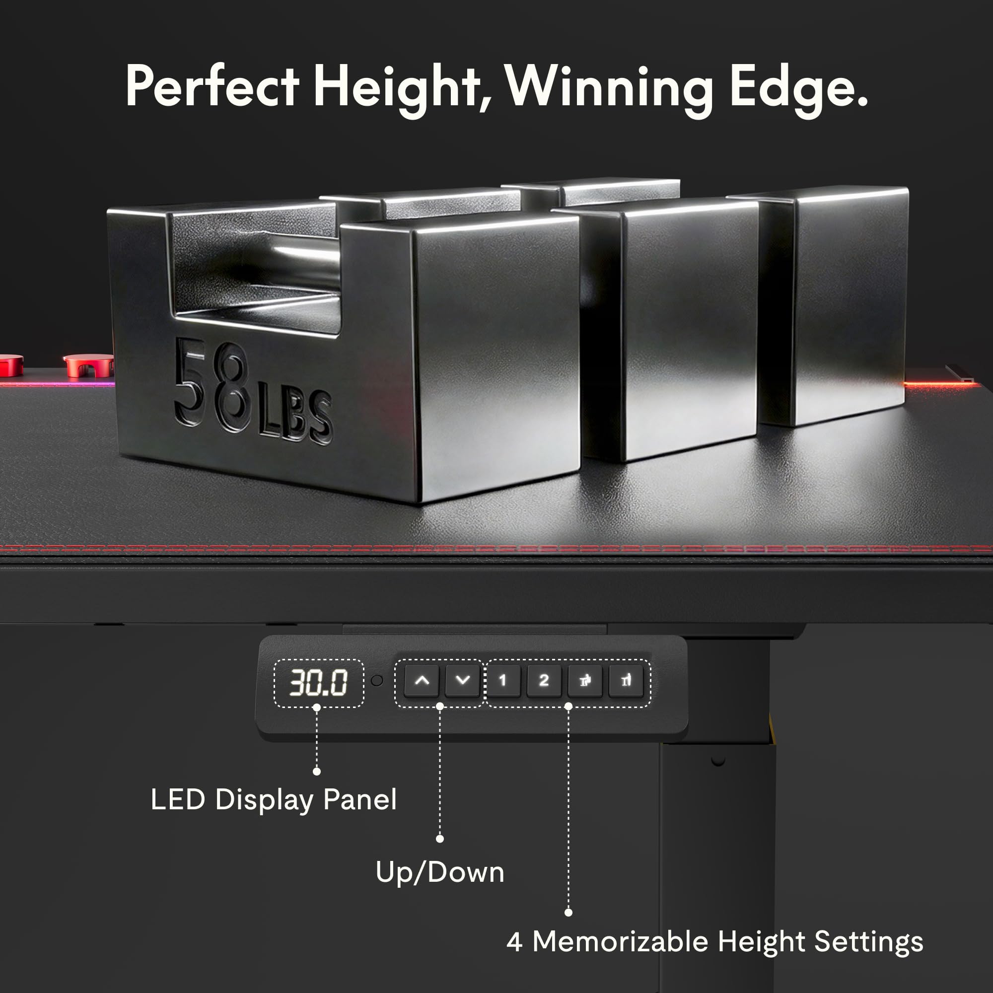 FLEXISPOT Electric RGB Gaming Standing Desk 55 Dual Motor Height Adjustable Desk with Integrated Cable Management Ergonomic Sit-Stand — view 8