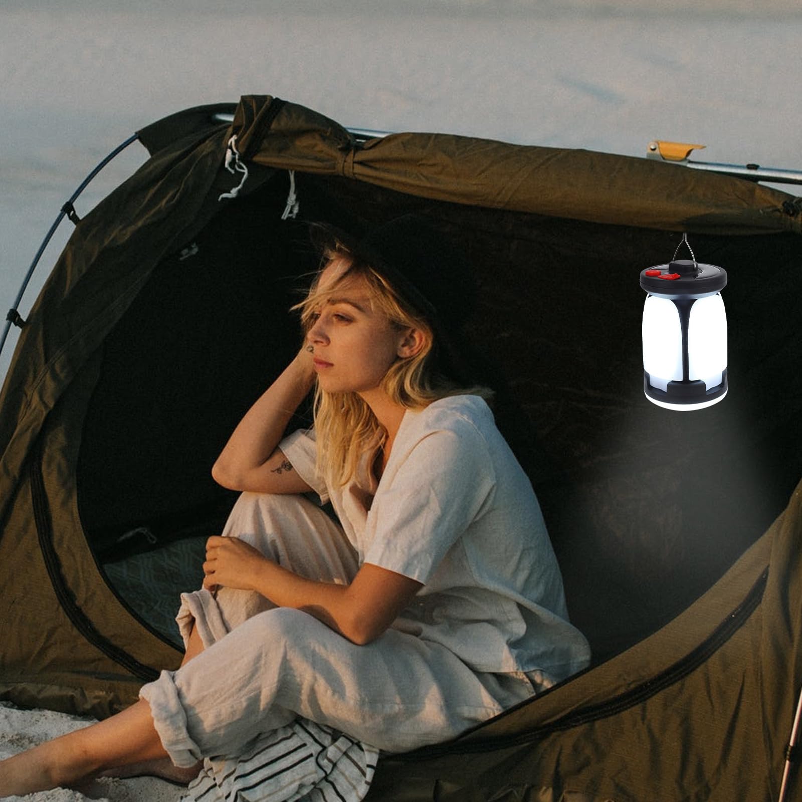 Toddmomy Lámpara Solar de Camping Portátil Luz LED de 30w, Batería de 1200mah, Material Abs y Función de Iluminación de Emergencia para Actividades al Aire Libre