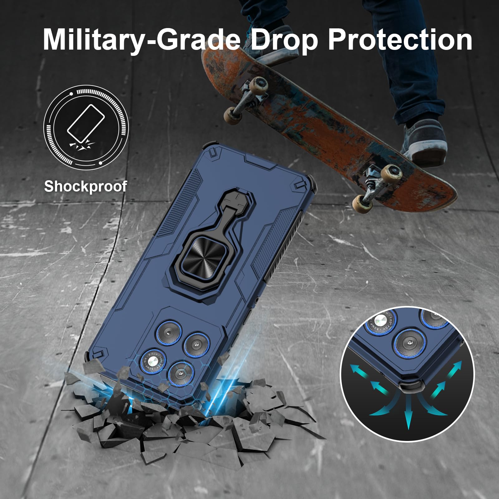 Funda para CMF Phone 2 Pro, Carcasa Antigolpes con Soporte anular metálico, Case Protectora de Grado Militar, Negro — view 1342