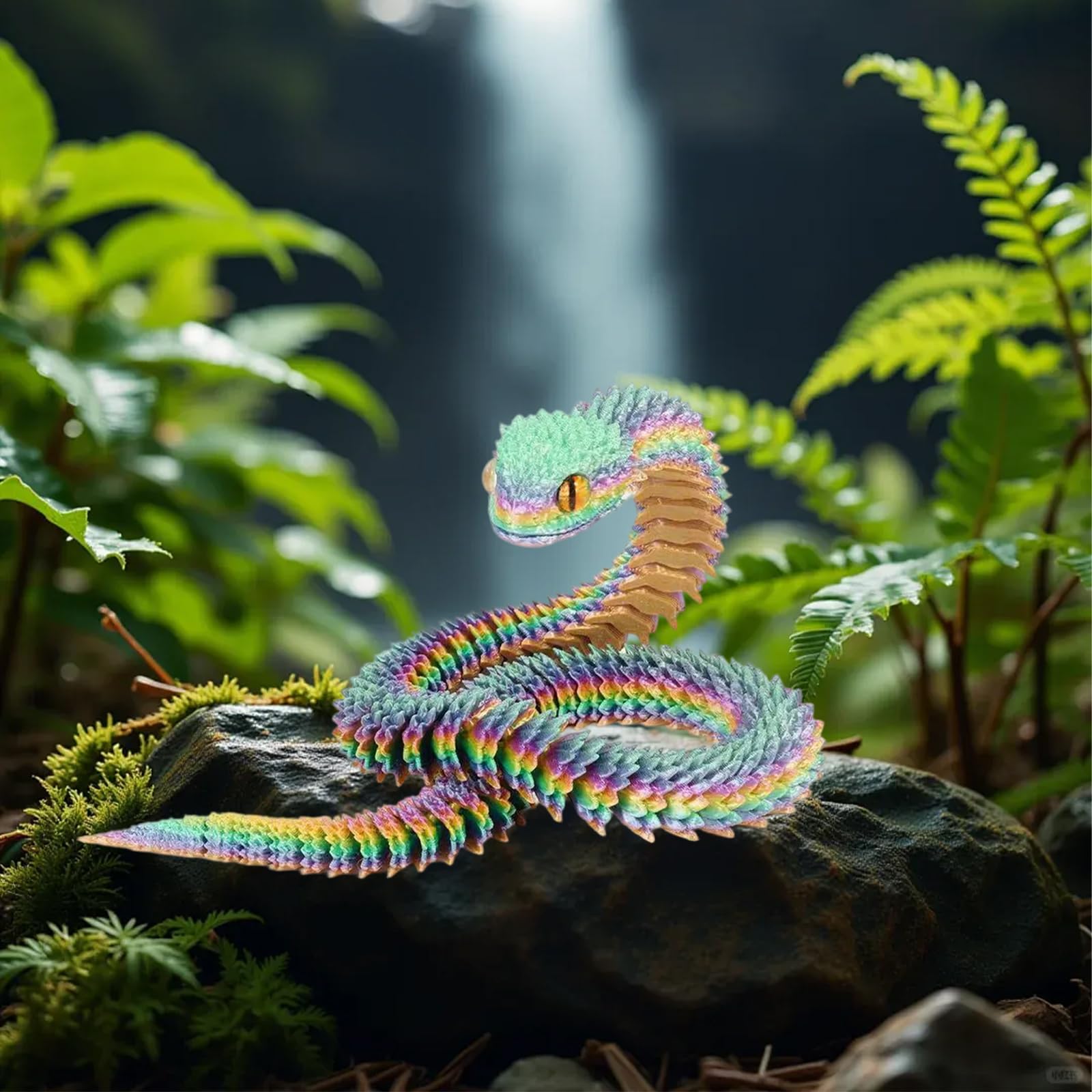 Joycabin 3D Gedruckte Schlange Spielzeug, 60cm Flexible Schlangen Fidget Toys, Schlangen Modell, 3D Gedruckte Tiere Spielzeug für Kinder Geschenke Schreibtisch Wohnkultur (Rainbow) - 4