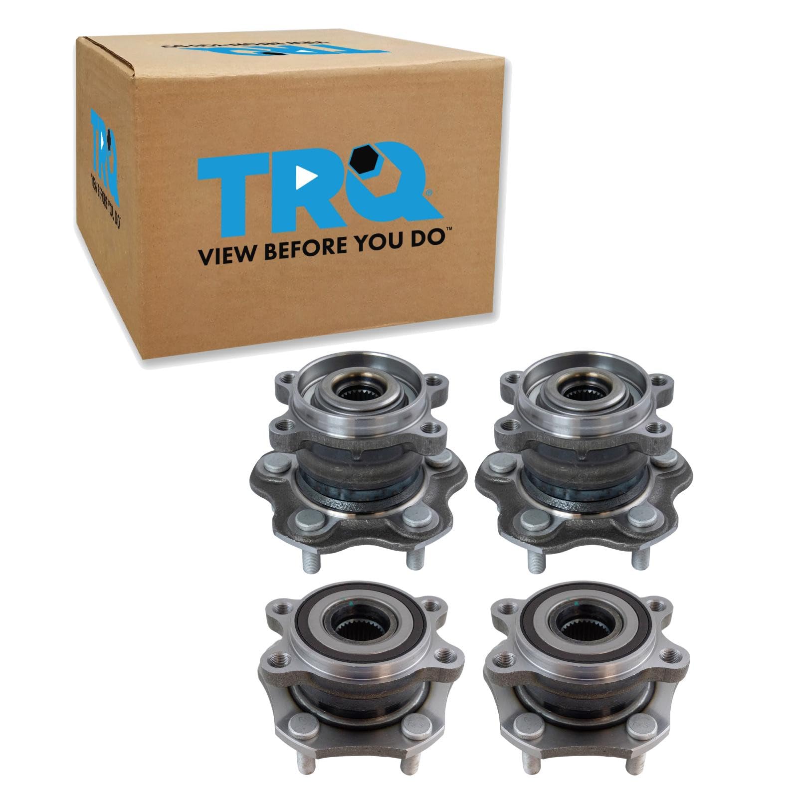 TRQ Front and Rear Wheel Bearing and Hub Assembly Set 4 Piece