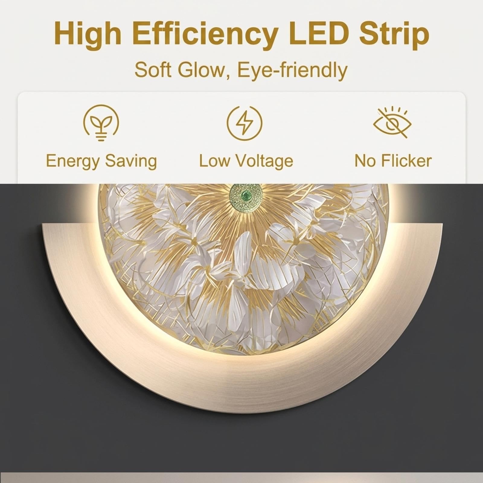 IRHIGBGX Decorazione Murale LED con Luce, Scultura da Parete 3D Moderna, | Quadro Murale Luminoso Design, Grande Decorazione Rotonda con Illuminazione d'Ambiente per Soggiorno Camera Ufficio