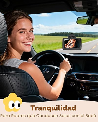Miniatura 6 de Rohent Cámara de coche para bebé HD 1080P - Monitor infantil orientado hacia atrás con visión nocturna Cámara de coche para bebé Lente gran angular