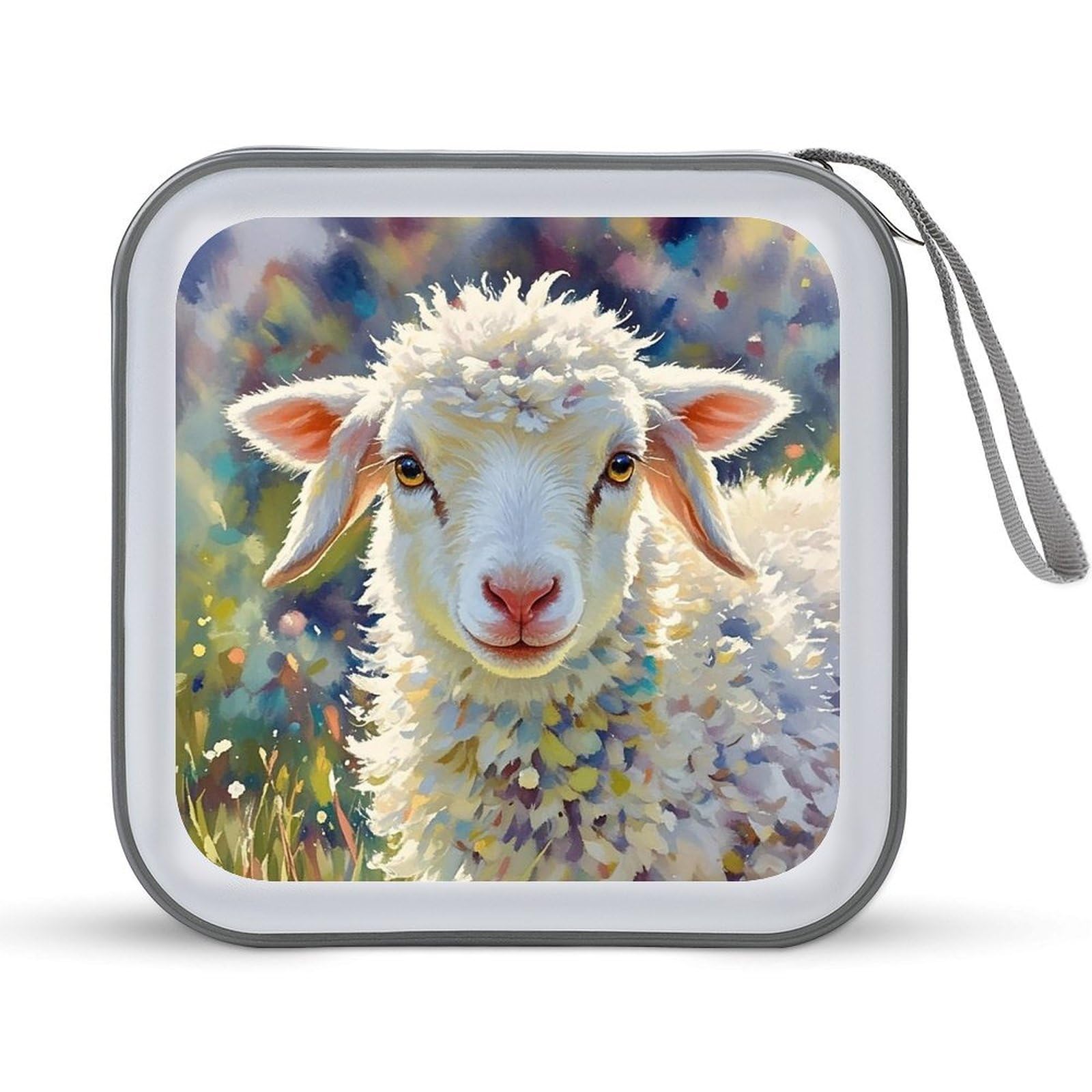 LZQPOEAS Cute Sheep CD Case DVD Case Holder Wallet 40 Capacity Hard Plastic CD/DVD Portable Storage Binder Zipper DVD Disc Cases CD Storage Organizer Holder for Car Home Office