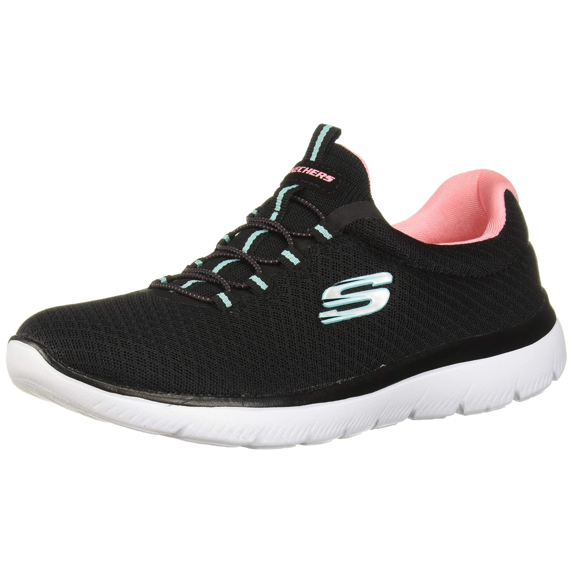 Skechers Women's Summits Sneaker, Black Pink, 4 UK