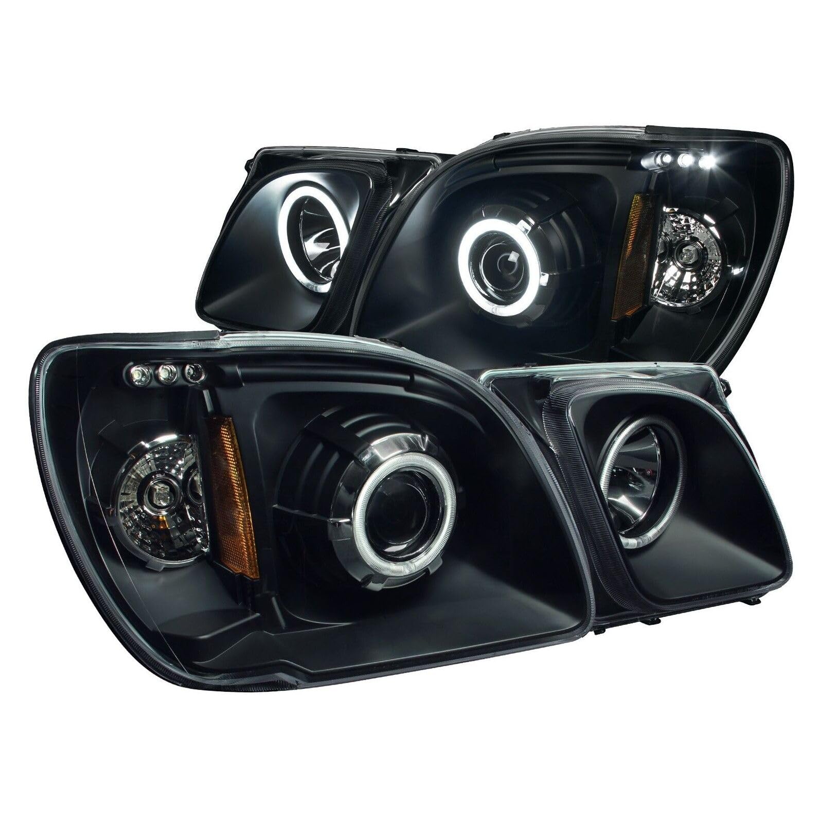 Projector Headlight Set w/for Lexus for LX470 1998-2007 Bolt-on-Attachment Method -Bulb Technology Black-Housing Clear-Lens 60/55 111170