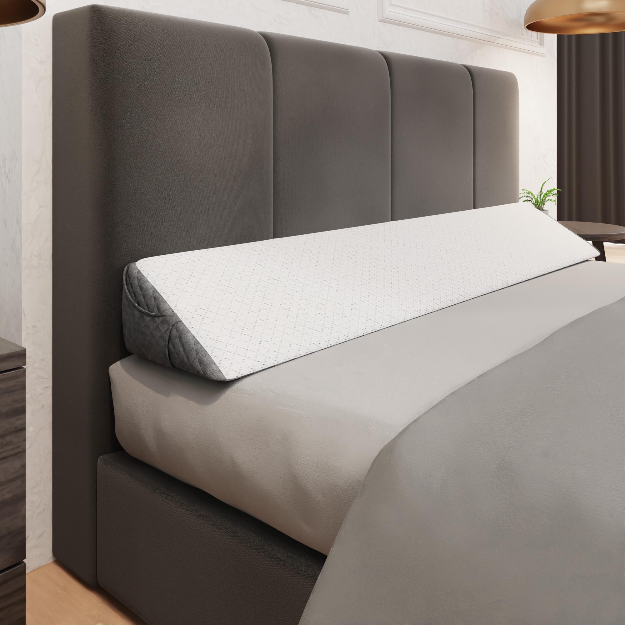 Kölbs Wedge Pillow Headboard, Flippable 2 Sided, Instantly Change Your Decor, Mattress Gap Filler Full Size