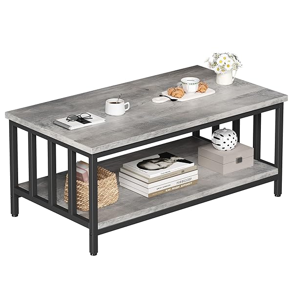 Gorgeous Living Room Coffee Table Ideas That Pull the Space Together 149 Grey Wash Slatted Farmhouse Table