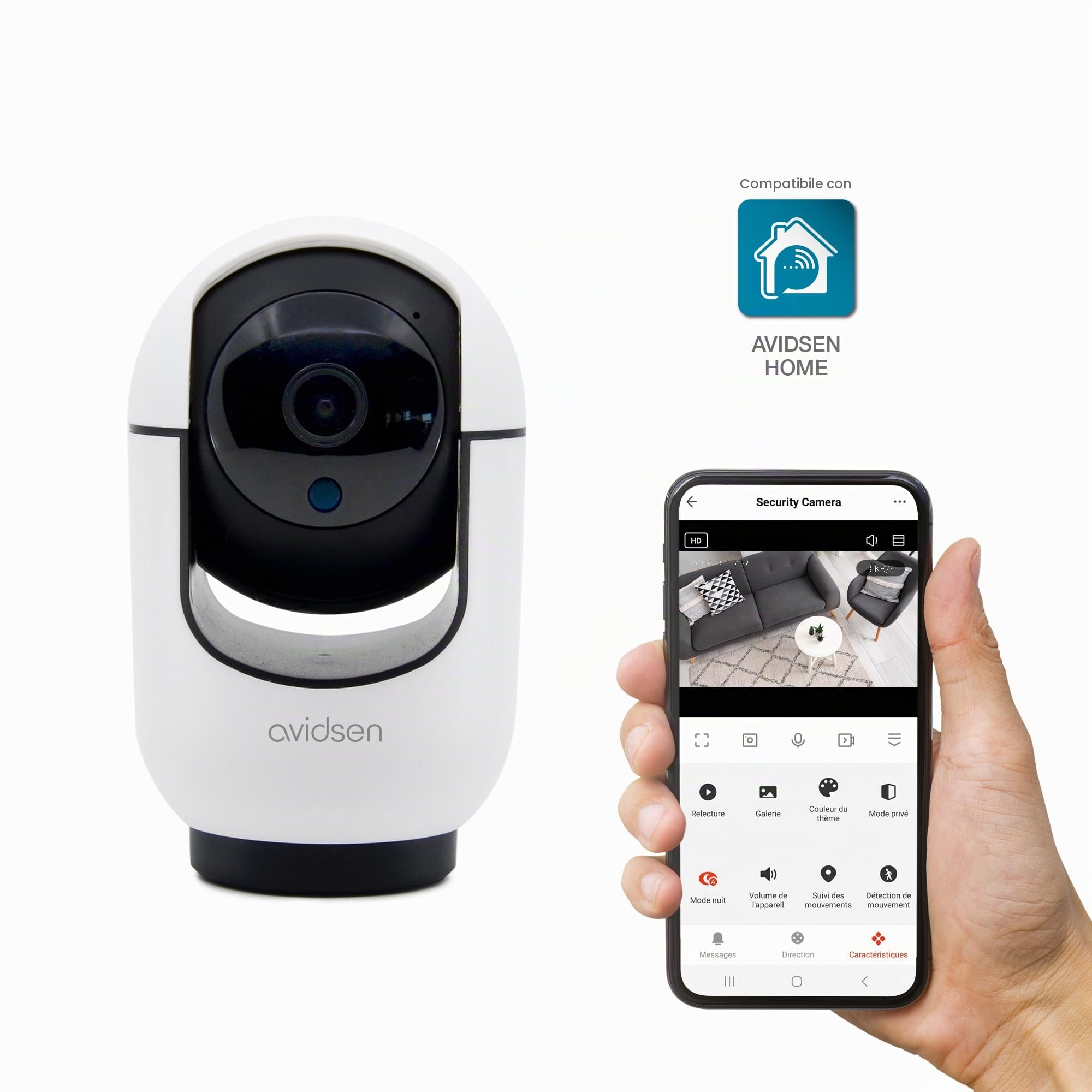 Caméra IP Wifi intérieure motorisée 2,5K surveillance 360° HomeCam Indoor - Avidsen - 127155