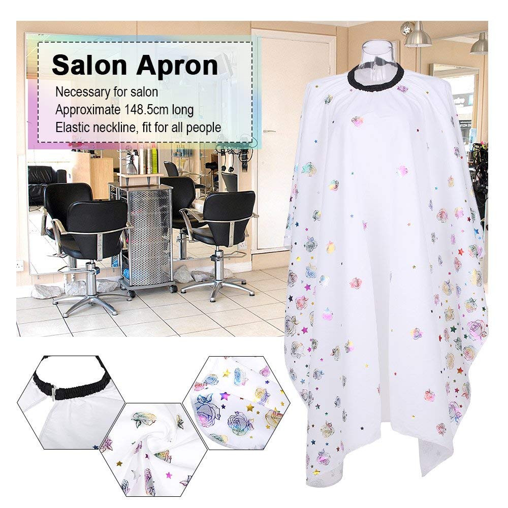 Ubersweet® Imported Salon Hairdressing Apron Hair Cutting Cape White Long Hair Cloth Flower Hair Styling Cape_148710-image-42