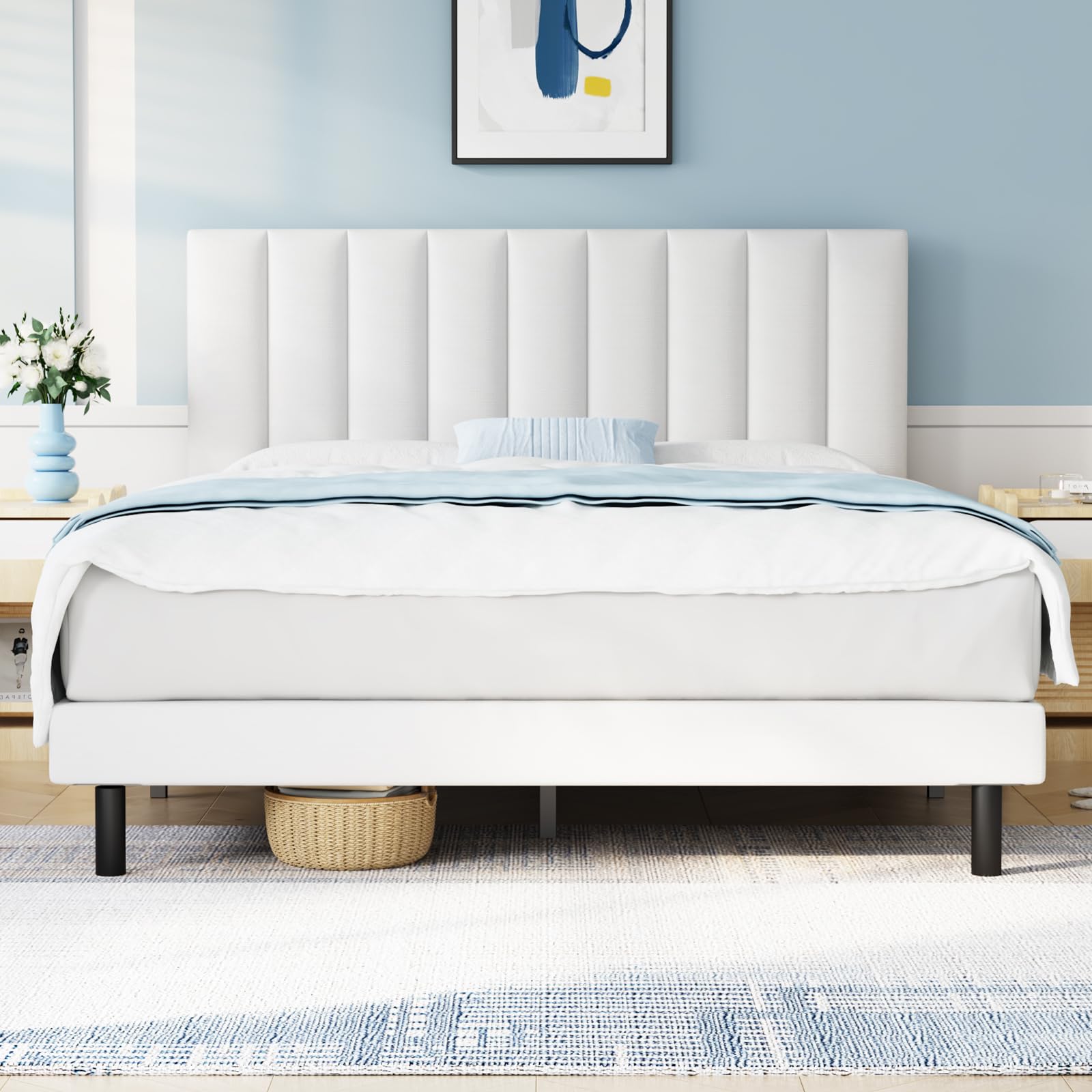 Queen Bed Frames, Rilelola Queen Size Bed Frames with Upholstered ...