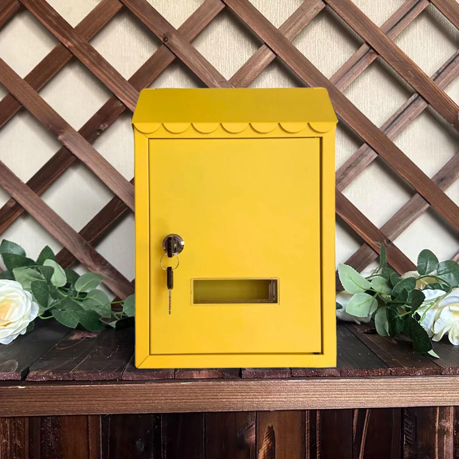 Email address, Wall Mounted Mailbox Suggestion Box, Modern and Simple Style, Suitable for Home Office School(Yellow)