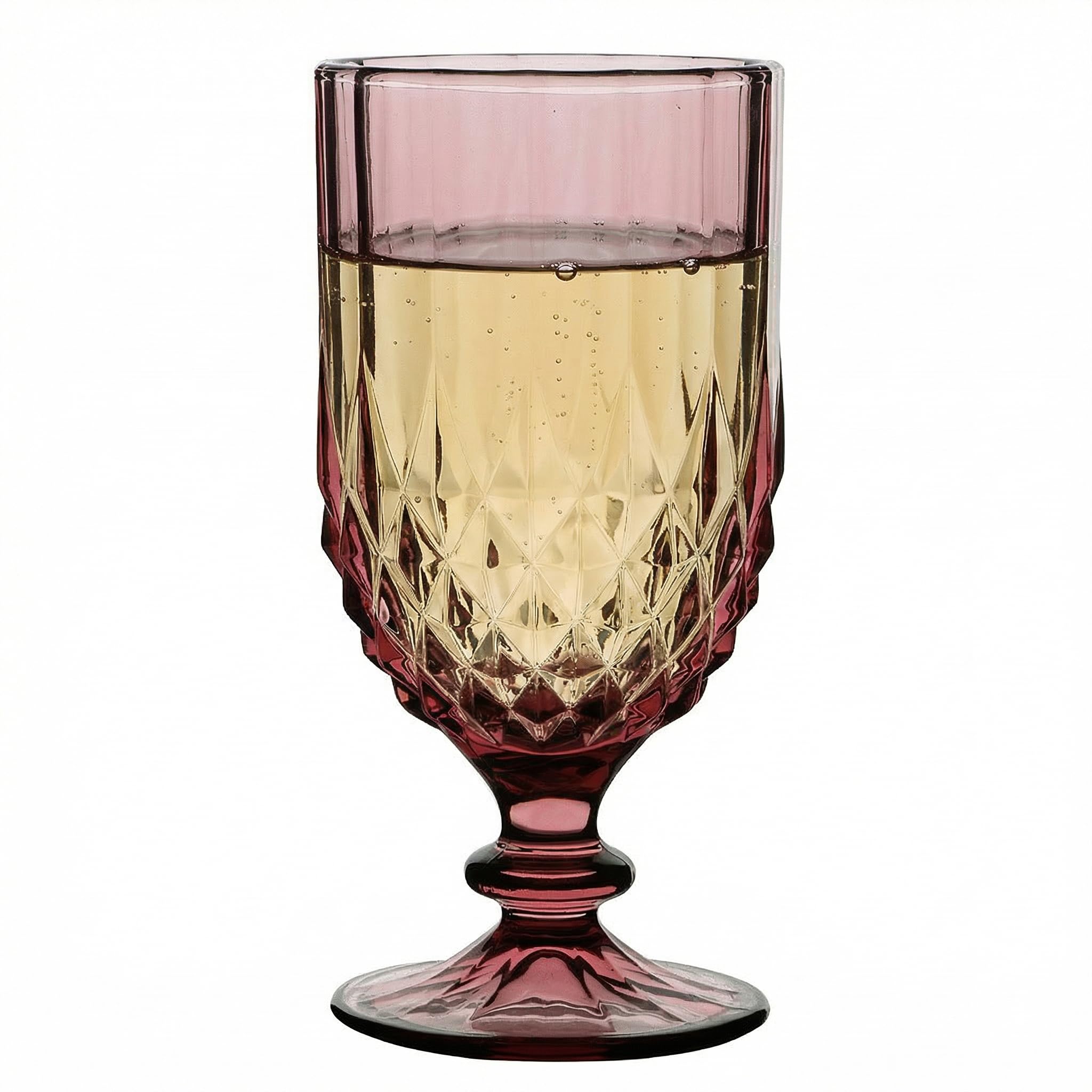 Dibor Mothers Day Wine Glass Gift Pink Diamond Embossed Dishwasher Safe Wine Goblet Cocktail Glass Mother's Day Glassware Gift 300ml