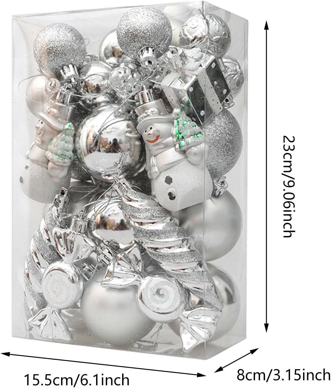 Ball Ornaments Decorative Baubles Christmas Tree Decorations Set for Birthday, 11.5x8x15 cm