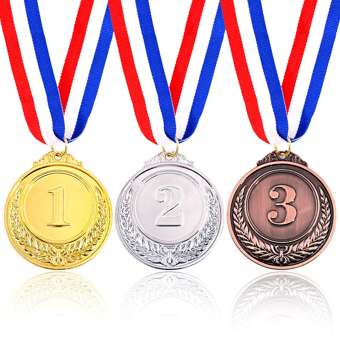 KeadicGold Silver Bronze Award Medals for Award Ceremonies Party Supplies（Pack of 3