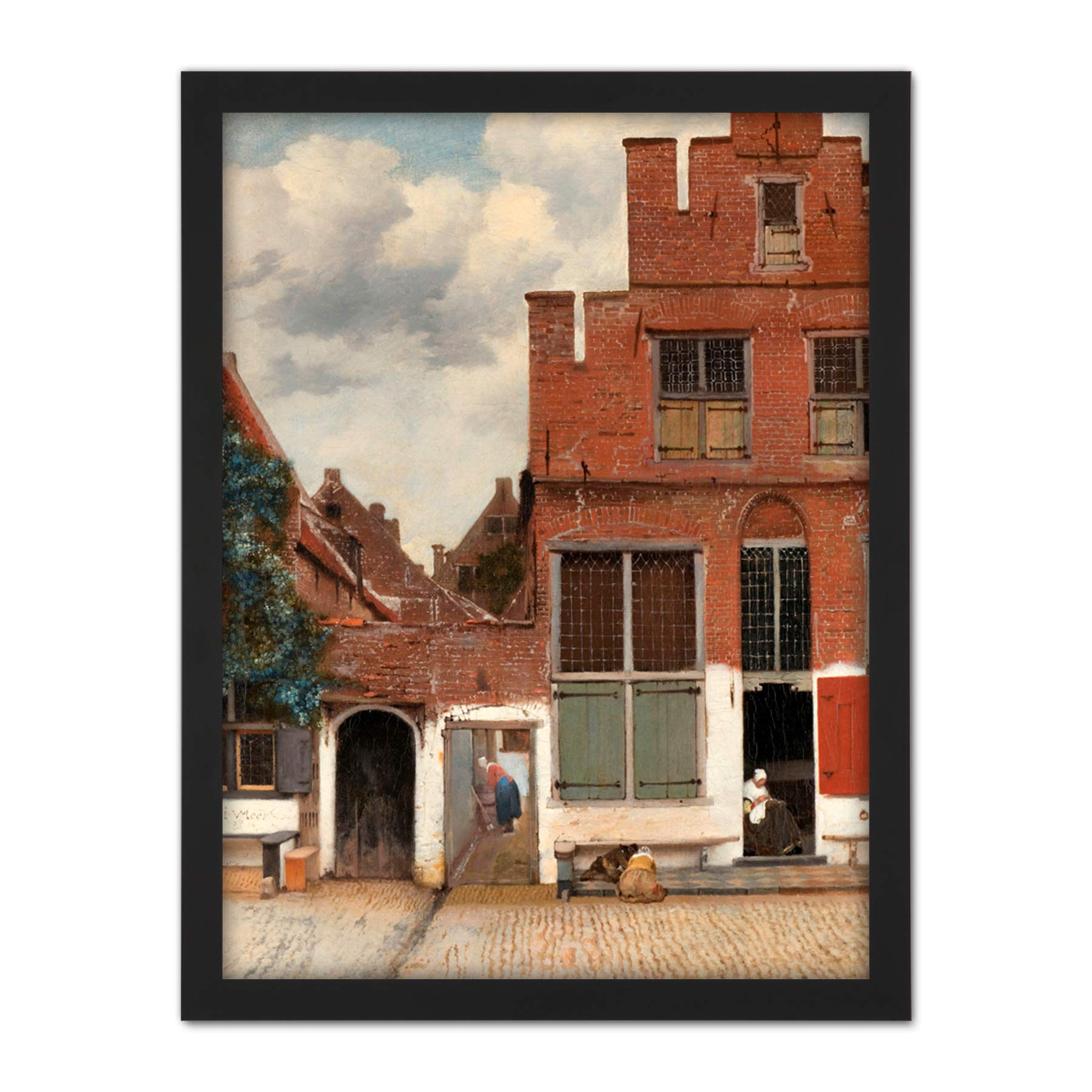 Artery8 Vermeer View Of Houses In Delft The Little Street Artwork Framed Wall Art Print 18X24 Inch
