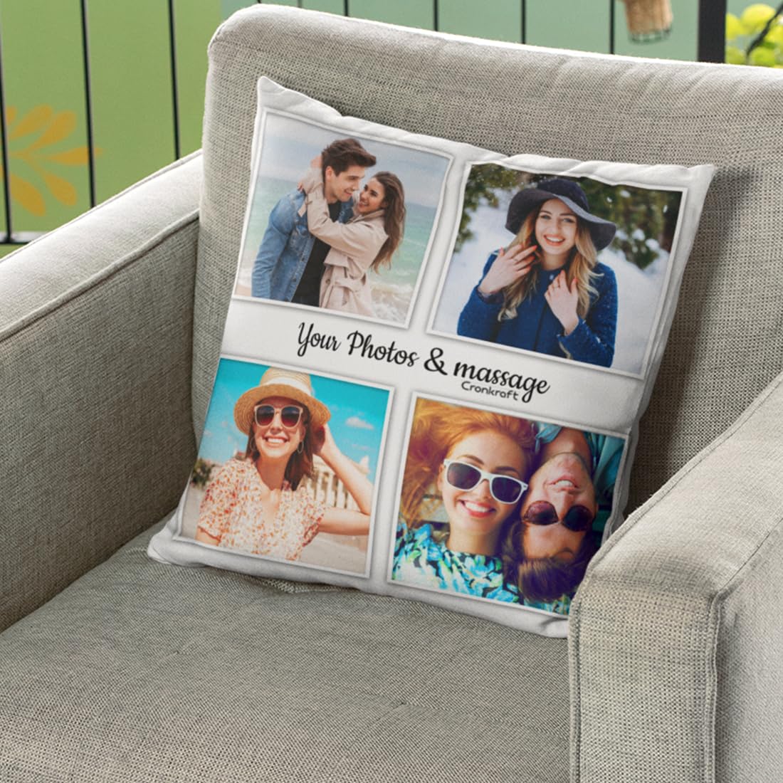 KivStar Personalized Photo and Name Satin Pillow – Custom 12x12 Inch Birthday Cushion Cover for Brother, Sister, Rakhi, Boys, Girls – Printed Decorative Pillow for Birthday Gifting