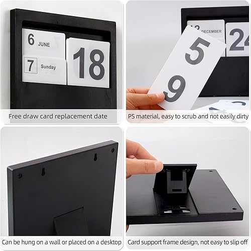 Miniatura 4 de Notakia Calendario perpetuo, calendario de escritorio con bloques decorativos abatibles para mes, fecha y día para oficina, escritorio, hogar,