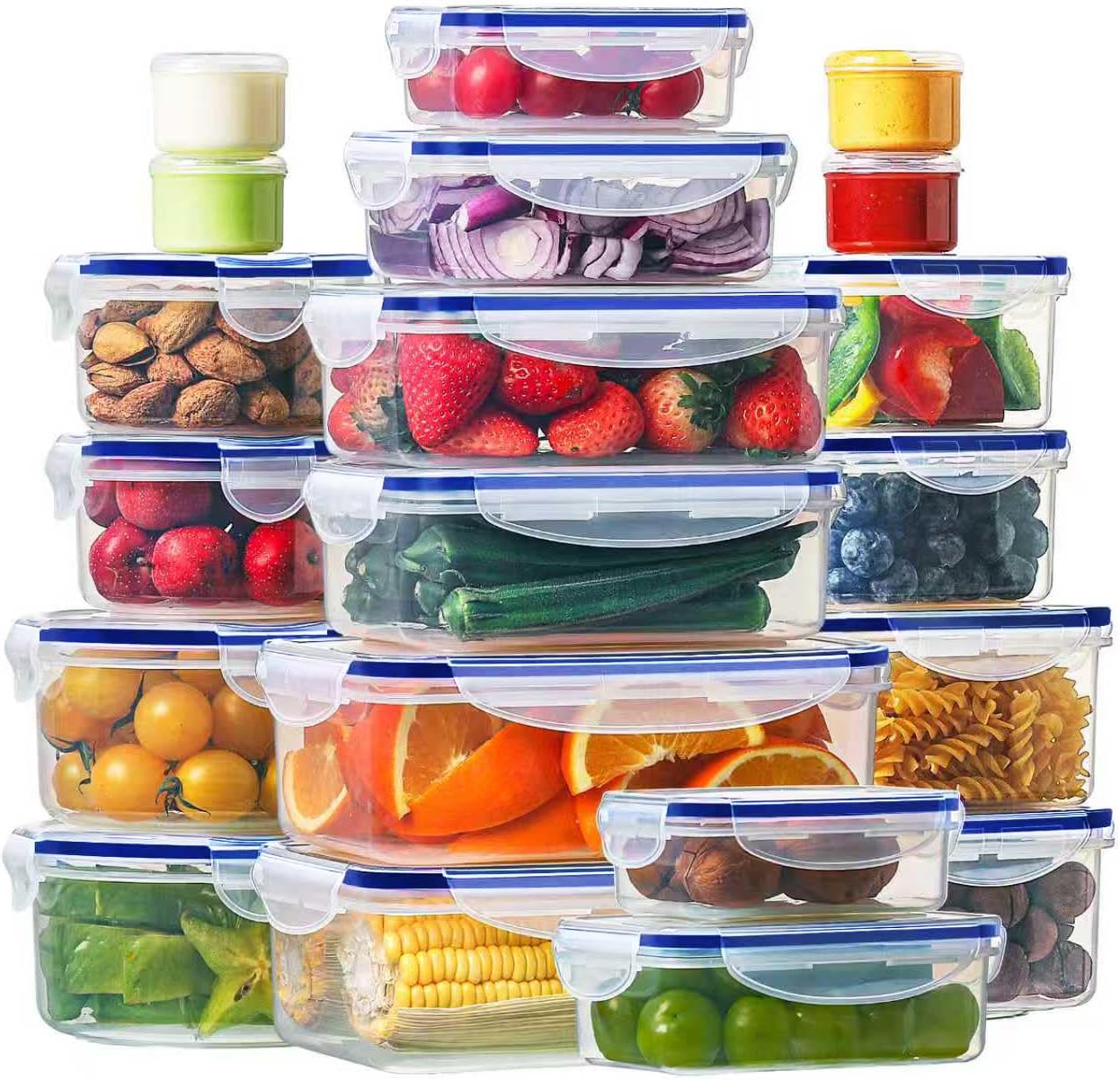 40-Piece Airtight BPA-Free Meal Prep Containers Set – Blue Storage Box