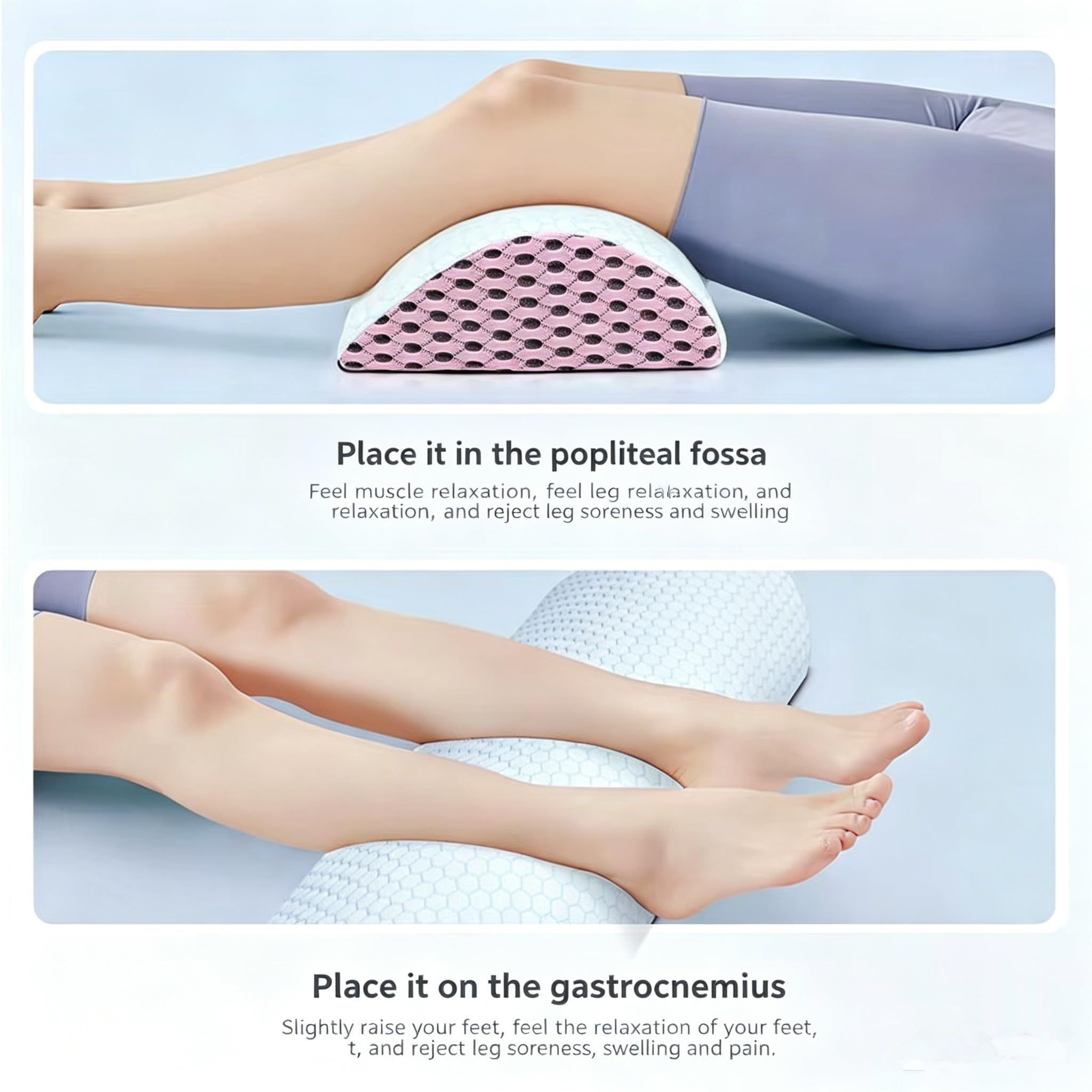 Almohada semicircular para las rodillas, almohada ortopédica para rodillas ergonómicas para dormir de lado, rodillo de espuma viscoelástica para apoyar piernas, rodillas, caderas y espalda