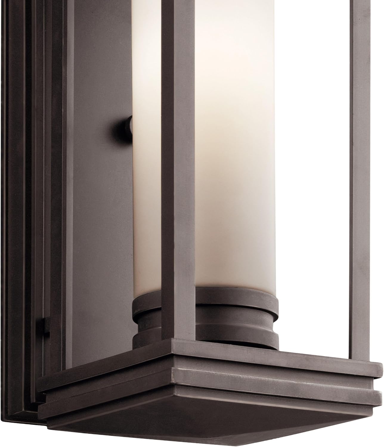 Kichler South Hope 17.75" Outdoor Wall Light in Rubbed Bronze®, 1-Light Exterior Wall Sconce with Satin Etched Cased Opal Glass, (17.75" H x 7" W), 49475RZ