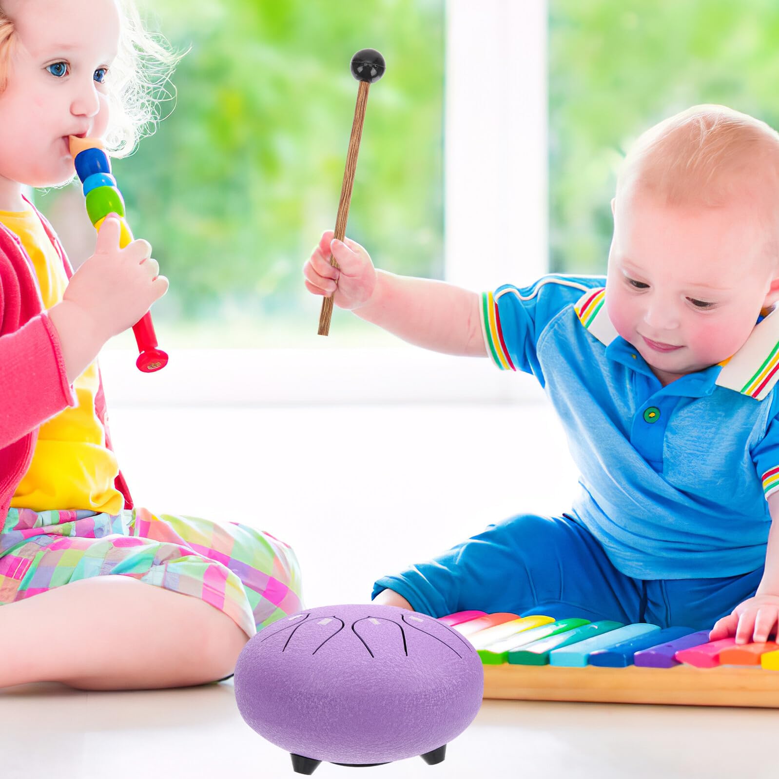 Instrumento de Percusión de Lengüeta de Acero Púrpura 8 Tonos, Material de Acero al Carbono y Madera, Adecuado para Principiantes en Educación Musical y Entretenimiento