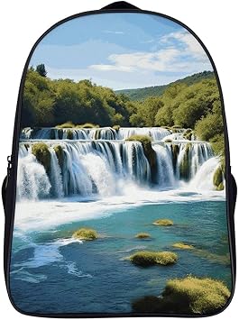 Waterfalls on Krka River Laptop Backpack for Men & Women Travel Daypack with Pockets, Work Bag for Office 16 In