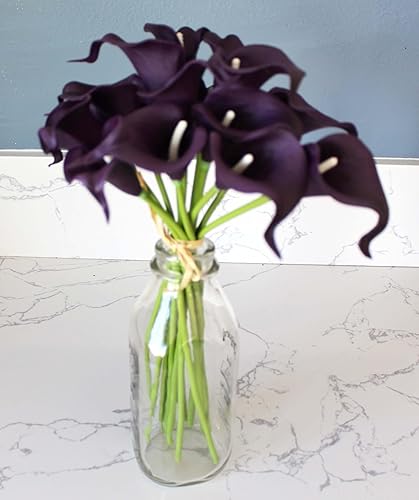 Miniatura 3 de Ooki 15 Purple Violet Real Touch Artificial Single Stem Calla Lily Flower Bulb Heads Fake Floral Bouquet Crafts Garden Wedding Home DIY Bridal