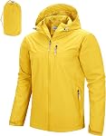 33,000ft Men's Rain Jacket Waterproof Cycling Running Packable Raincoat with Hood Lightweight Windbreaker with Mesh Lining