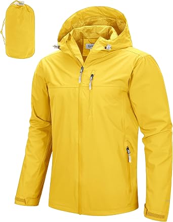 33,000ft Mens Packable Rain Jacket Waterproof Raincoat with Hood