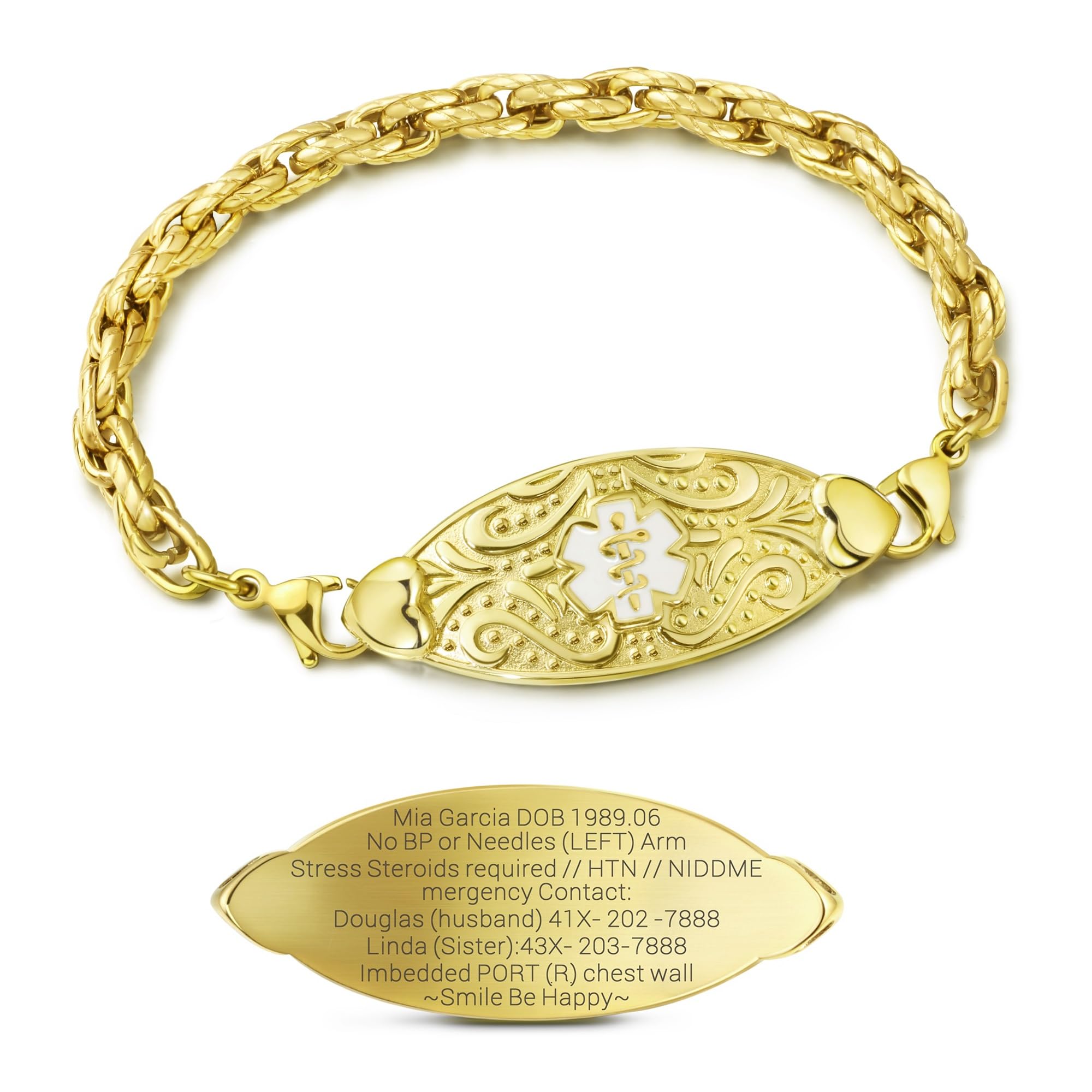 ASTERY Custom Engraved Medical Alert Bracelet