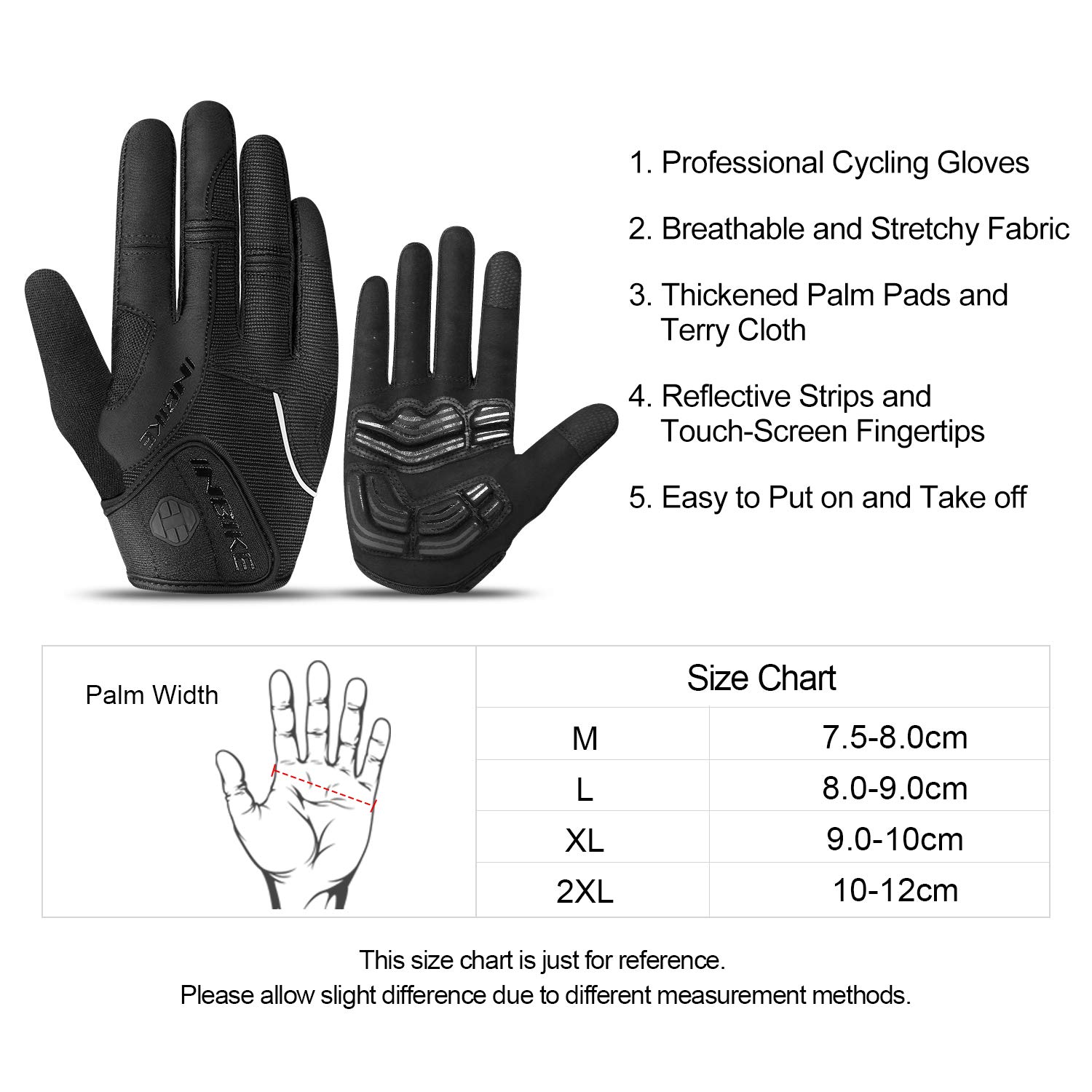INBIKE - Guantes de ciclismo para hombre, acolchados de gel, 5 mm, transpirables y resistentes al desgaste