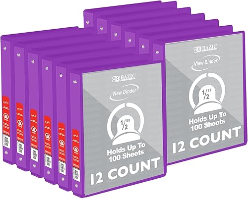 Vista 19 de BAZIC Products Carpeta organizadora de 3 anillas de 1/2 pulgada con vista económica, color negro, anillo redondo, capacidad para 100 hojas de papel