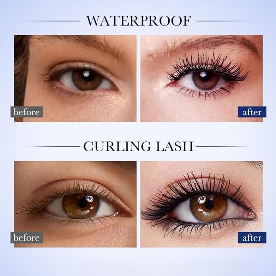 Waterproof Ultra Fine Mascara Black,Precision Brush for Lengthening & Thickening,24H No Clumping,Quick-Drying,Mascara for Sensitive Eyes,Lower Lashes,Long-Lasting & Natural,Suitable for All People