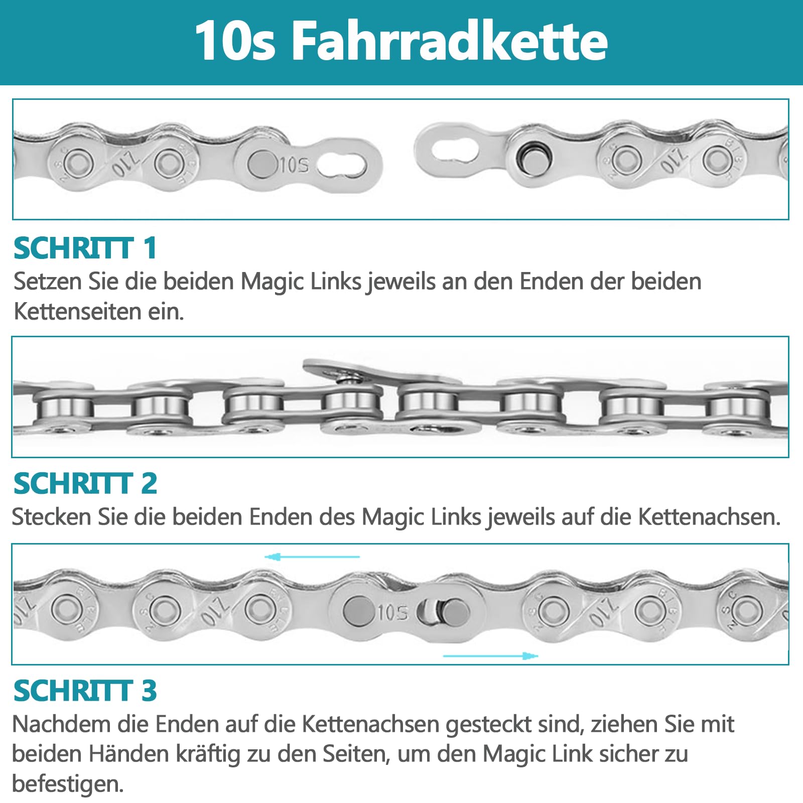 10-fach Fahrradkette – 116 Glieder | Inkl. Kettenschloss (SLIBER10S)
