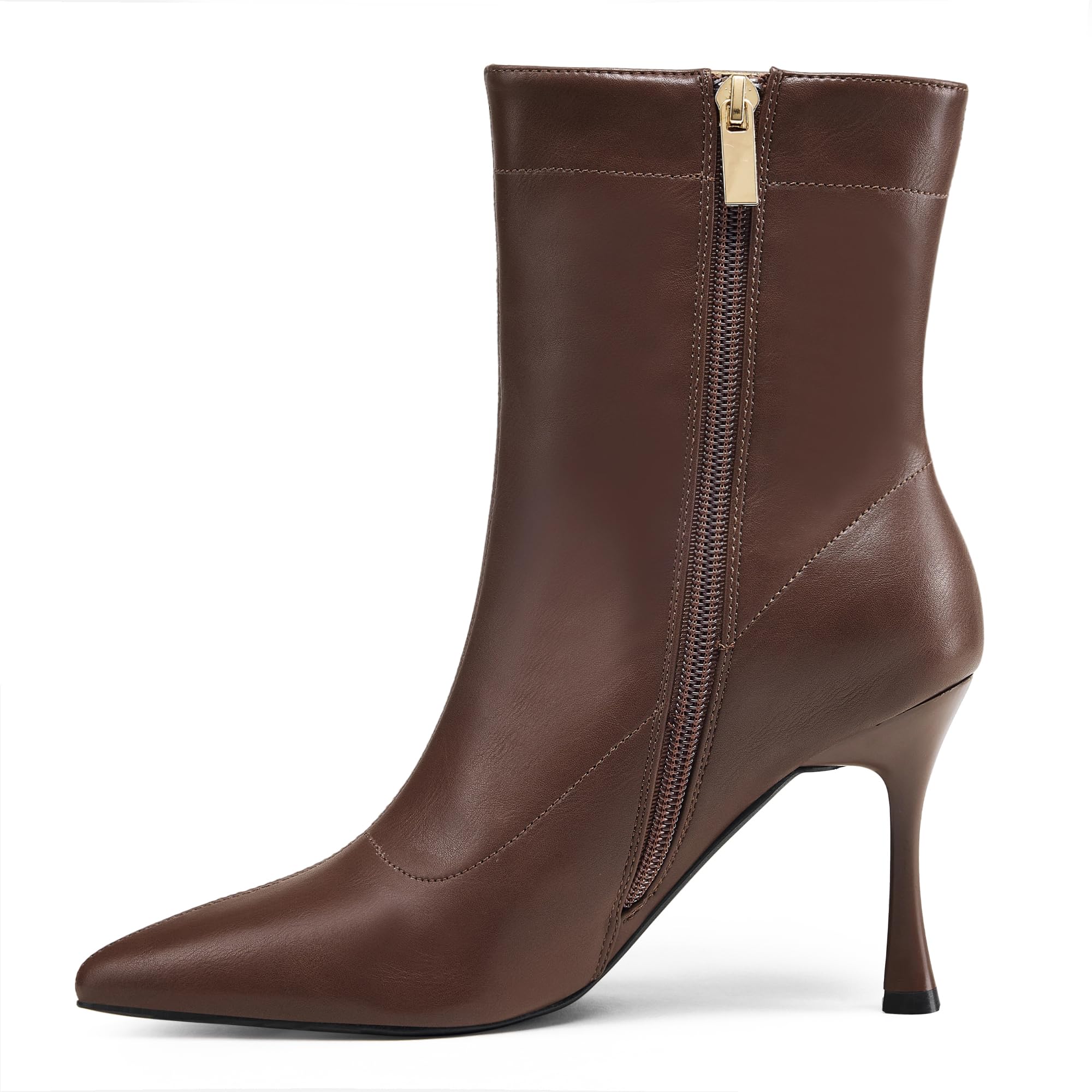 Damskie botki 9 cm szpiczasty nosek - średni obcas szpilki buty robocze dla kobiet modne krótkie buty czarne 8