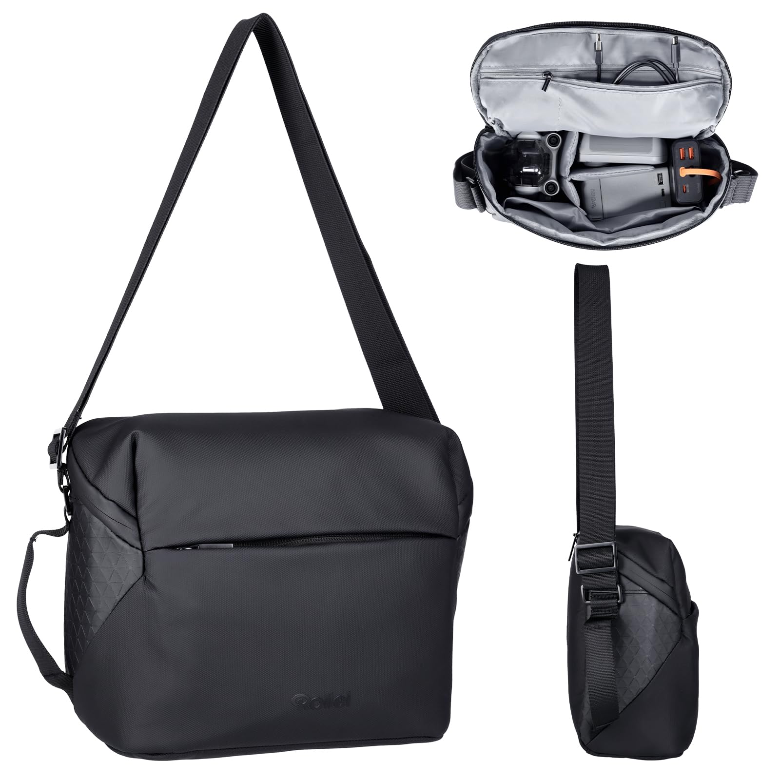 Borsa a Tracolla, Rollei Fotoliner Drone Bag Borsa da Viaggio Portatile per Drone Borse a Spalla Singola per Droni DJI Flip/DJI Mini 3(Pro)/4(Pro)/4K/SE Series e Accessori Nero Borsa-Drone-Borse-Droni