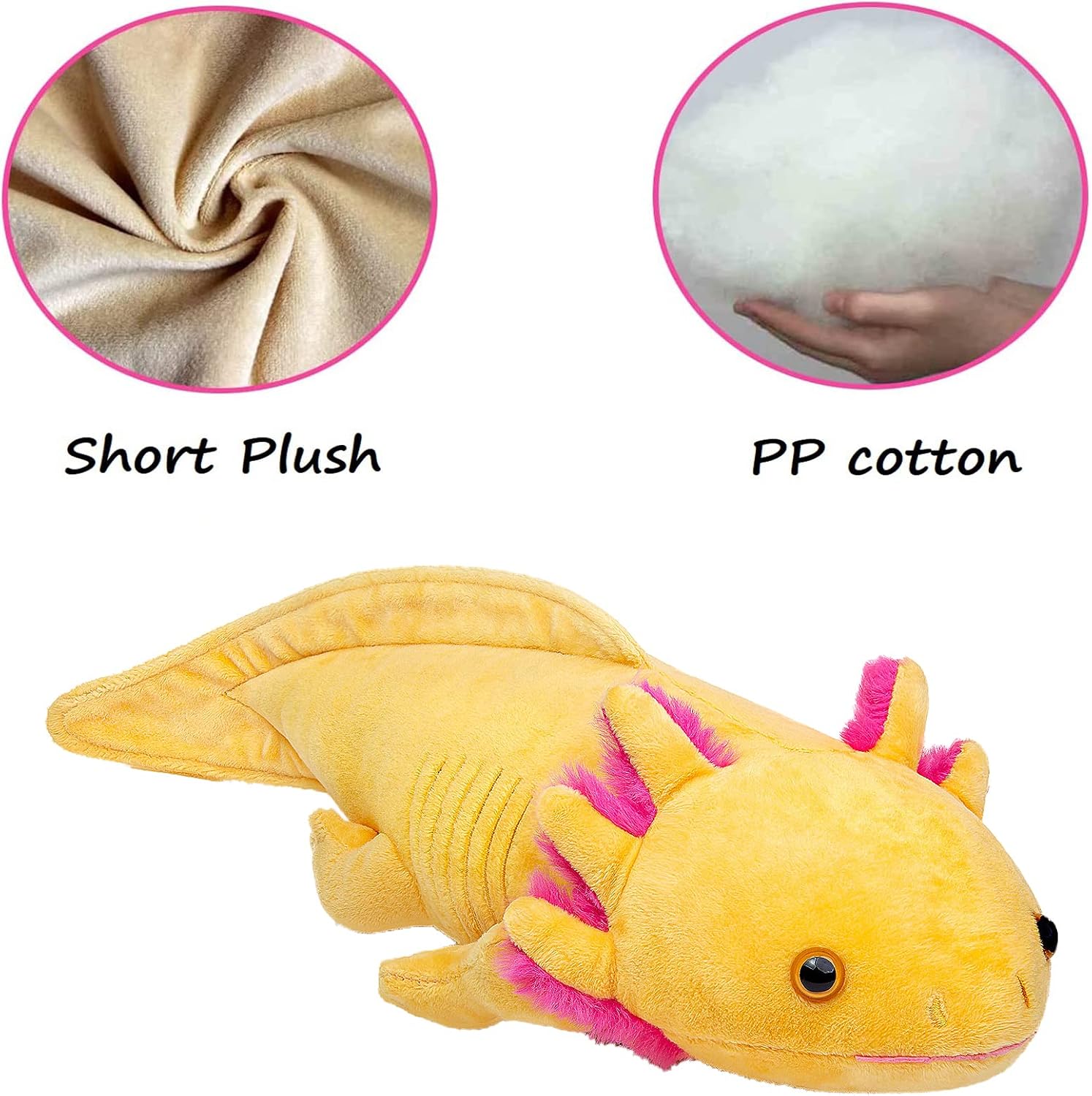 Tiny Heart Axolotl Plush Axolotl Stuffed Animal Toy Kawaii Plushies for Girls/Boys Birthday Gift Lifelike Soft Plush for Kids Cute Yellow Gifts for Kids Home Decoration 20 Inches Long
