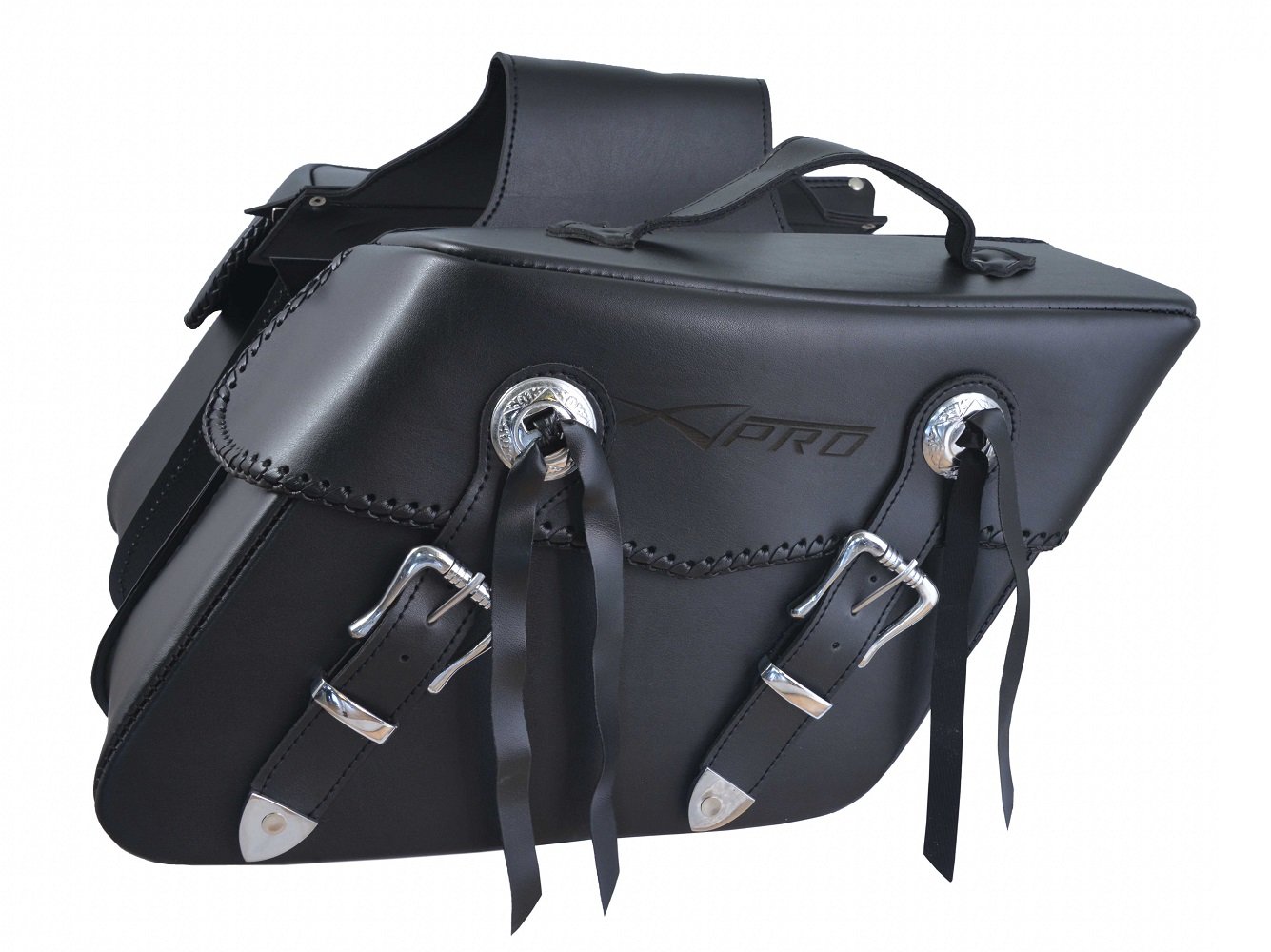 A-Pro Fringed Panniers Bag Pair Saddle bag Luggage Custom Chopper Travel Bag Black