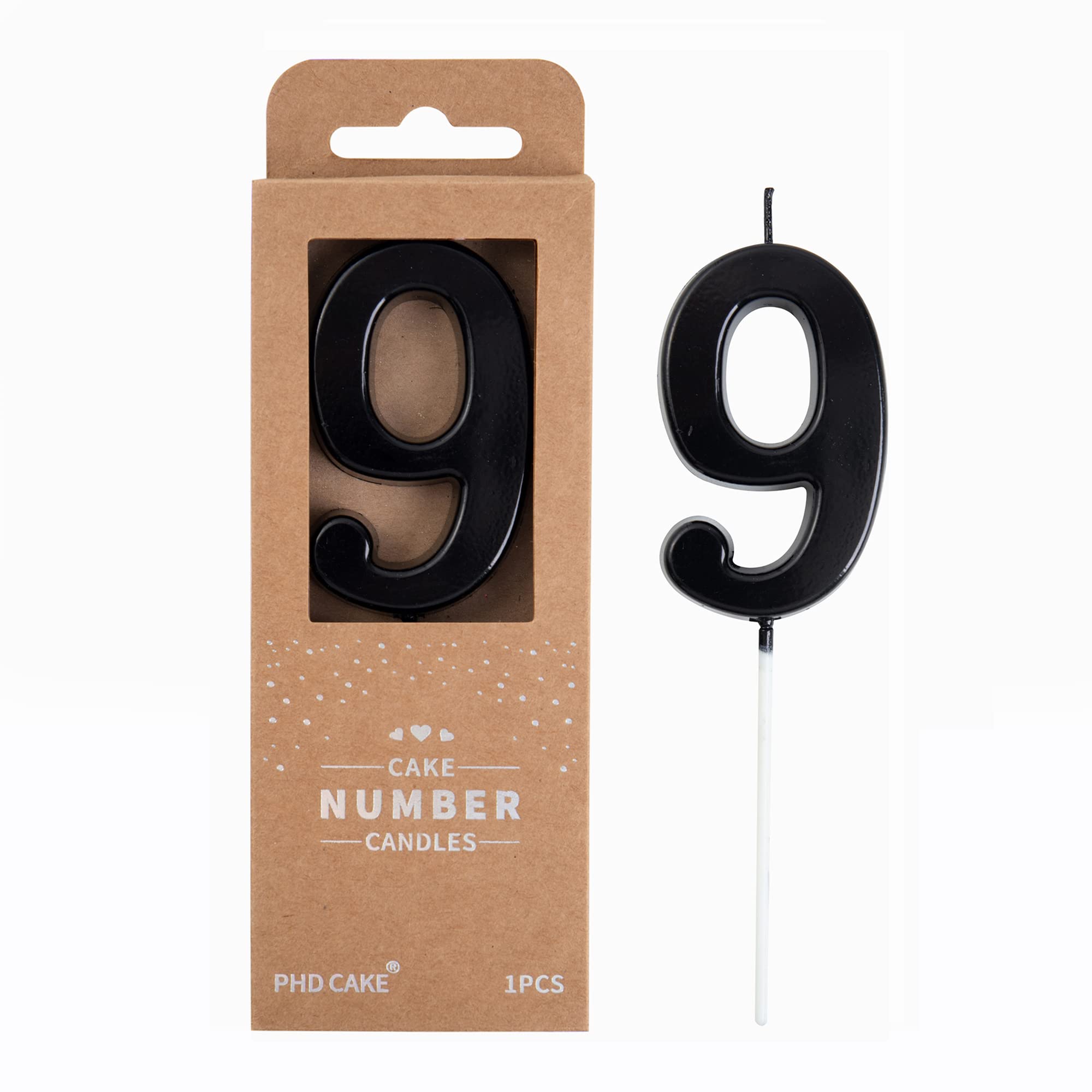 Black Birthday Candles - 2 Number Cake Toppers -10
