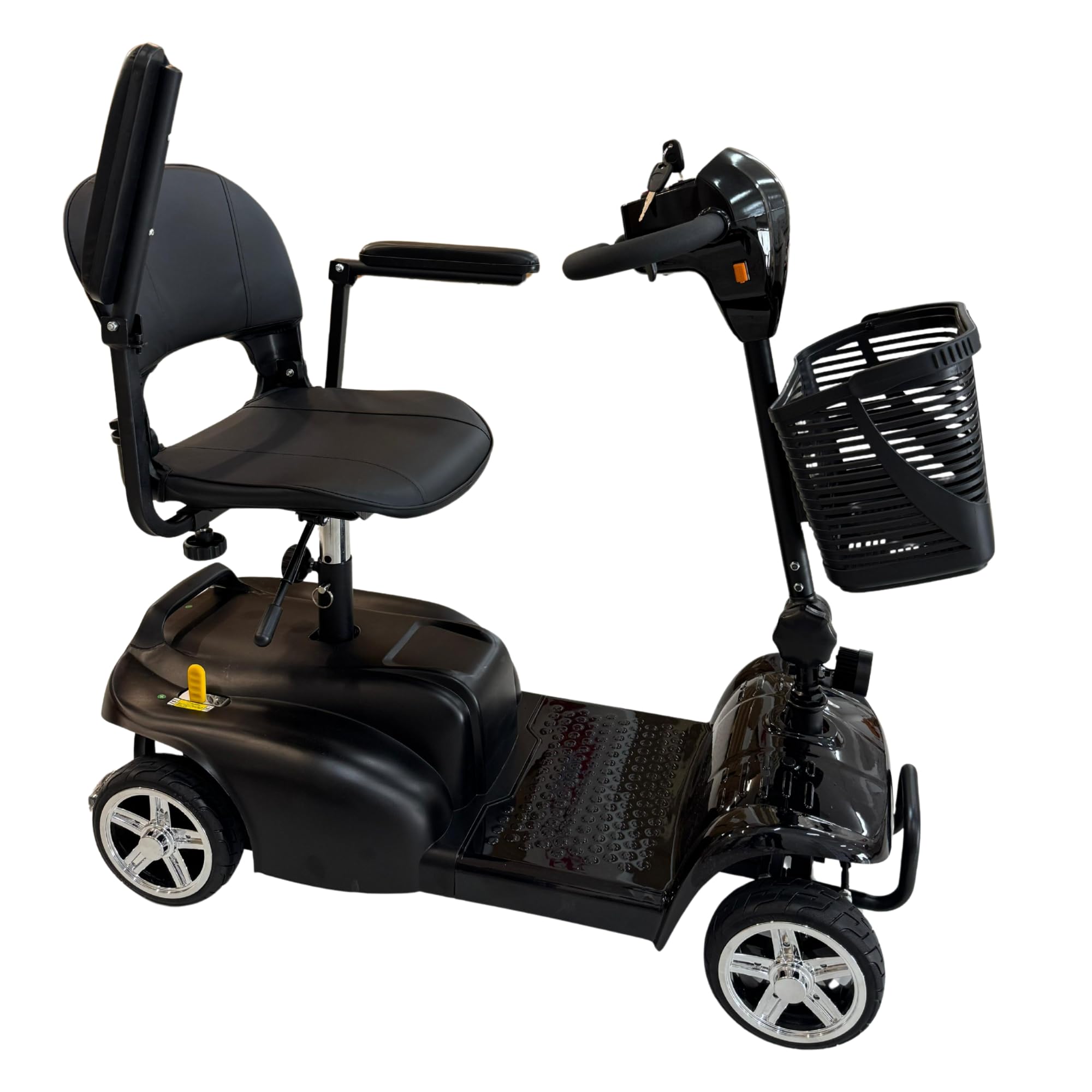 Scooter Elettrico per Disabili e Anziani Pieghevole per Persone con Mobilità Ridotta, Sedile Girevole 360°, Braccioli Ribaltabili, Cestino, Dotato di Presa di Ricarica, Dispositivo Medico Classe 1