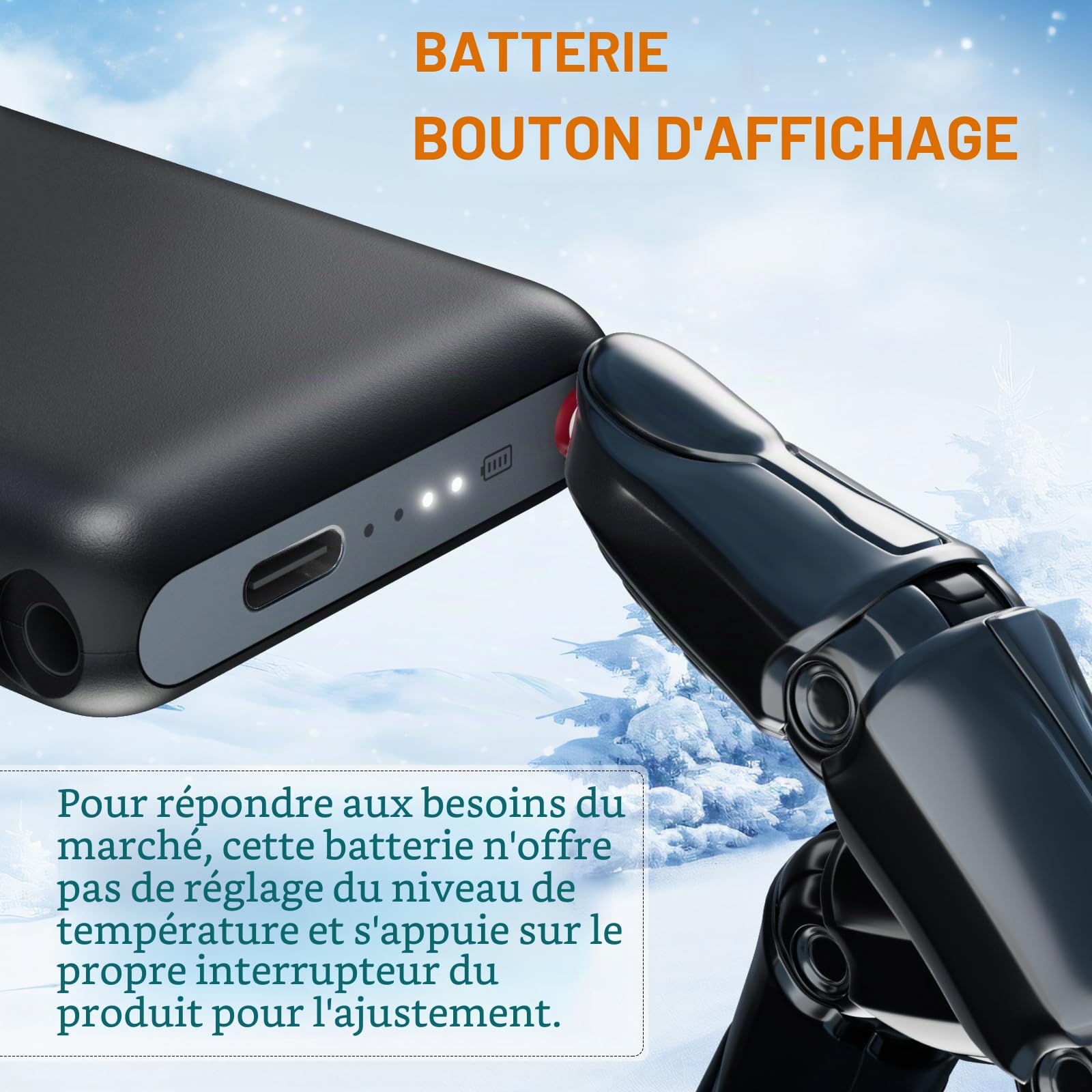 Batterie rechargeable Li-polymère 5 V 5000 mAh, chaussettes chauffantes rallongent les piles, sortie DC 3,5 × 1,35 mm, batterie de rechange pour pantoufles, gants, chapeaux - Ne prend pas en