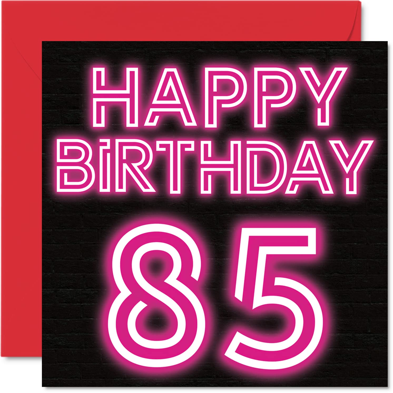 Fun 85th Birthday Cards for Men Woman - Neon Glow - Happy Birthday Card for Dad Mum Great Grandad Grandpa Nanny Grandma Gran Uncle Auntie, 145mm Greeting Cards, 85th Card