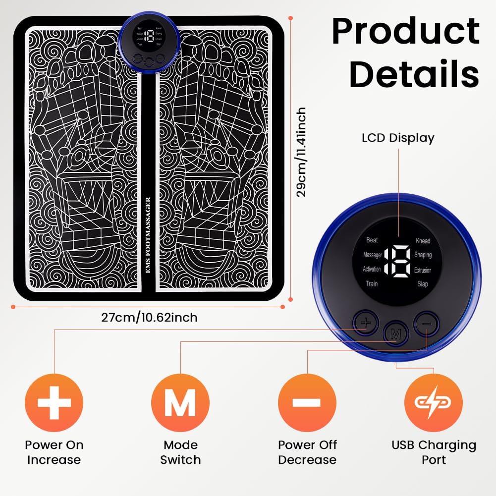 詳細 view of OSDUE EMS Foot Massager control unit with LCD display and buttons
