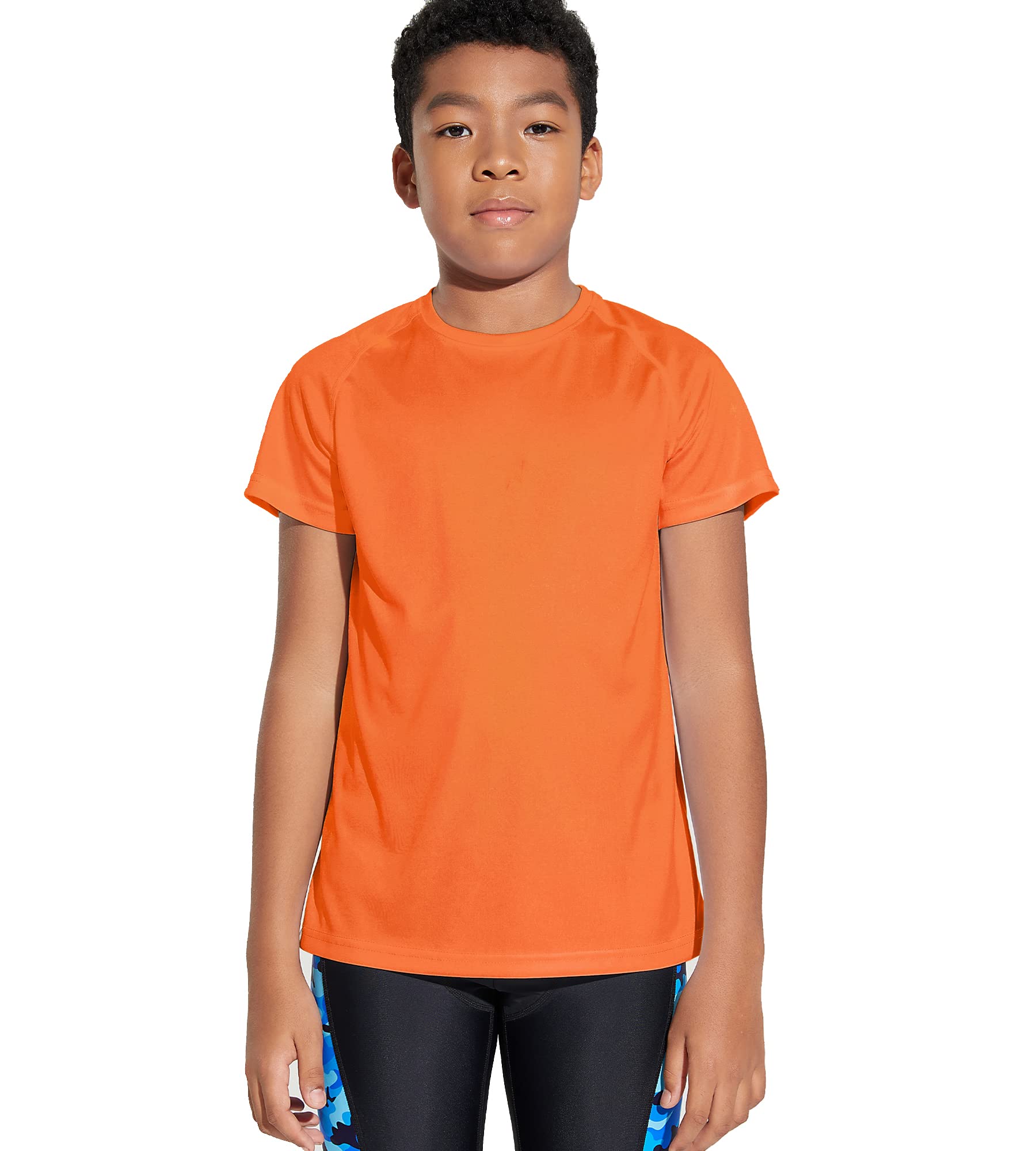 DEVOROPA Youth Boys Rash Guard Toddler Swim Shirts Short Sleeve Sun Shirts Lightweight Quick Dry UPF 50+ Kids Surf Swimsuit