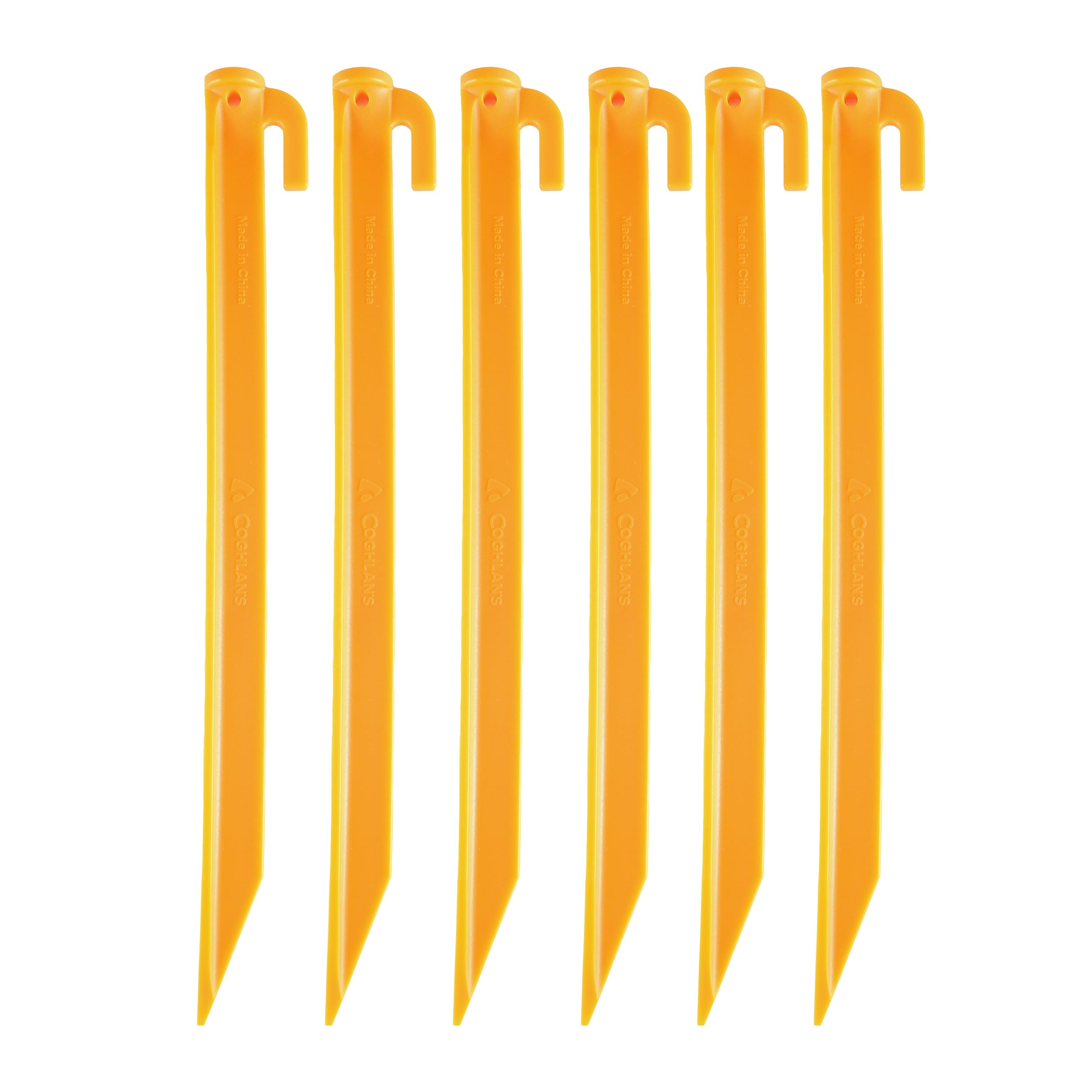 Tent Pegs, Lightweight Durable Plastic Ground and Beach Stakes for Tents, Canopies, Shelters, Tarps, Yellow
