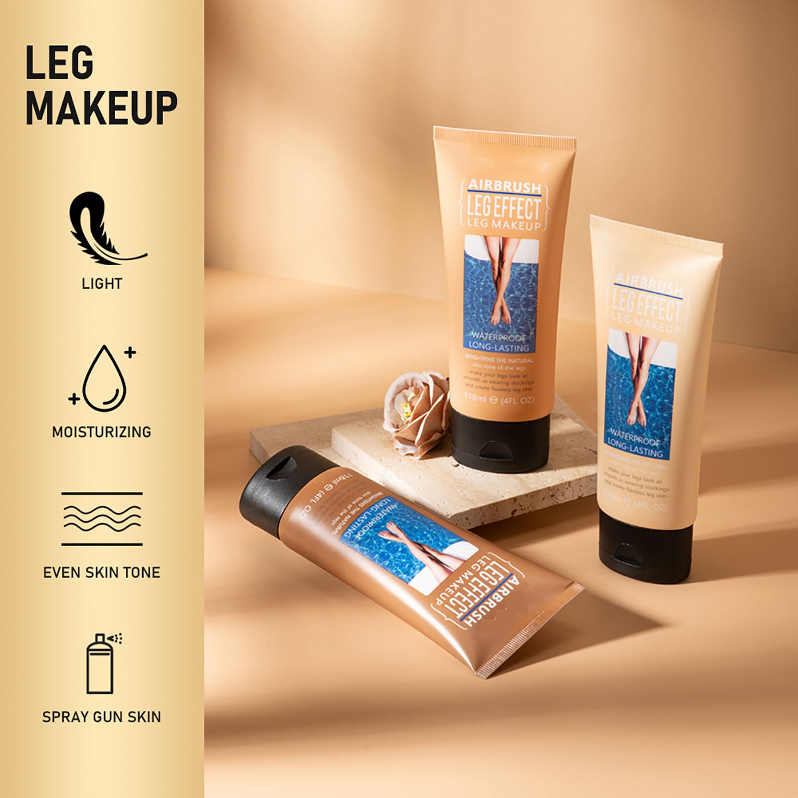 Fondotinta Gambe Waterproof,Crema Correttore Corpo Impeccabile Crema Gambe Impermeabile,per Vene Varicose, Toni Pelle Sana (Lucentezza media)